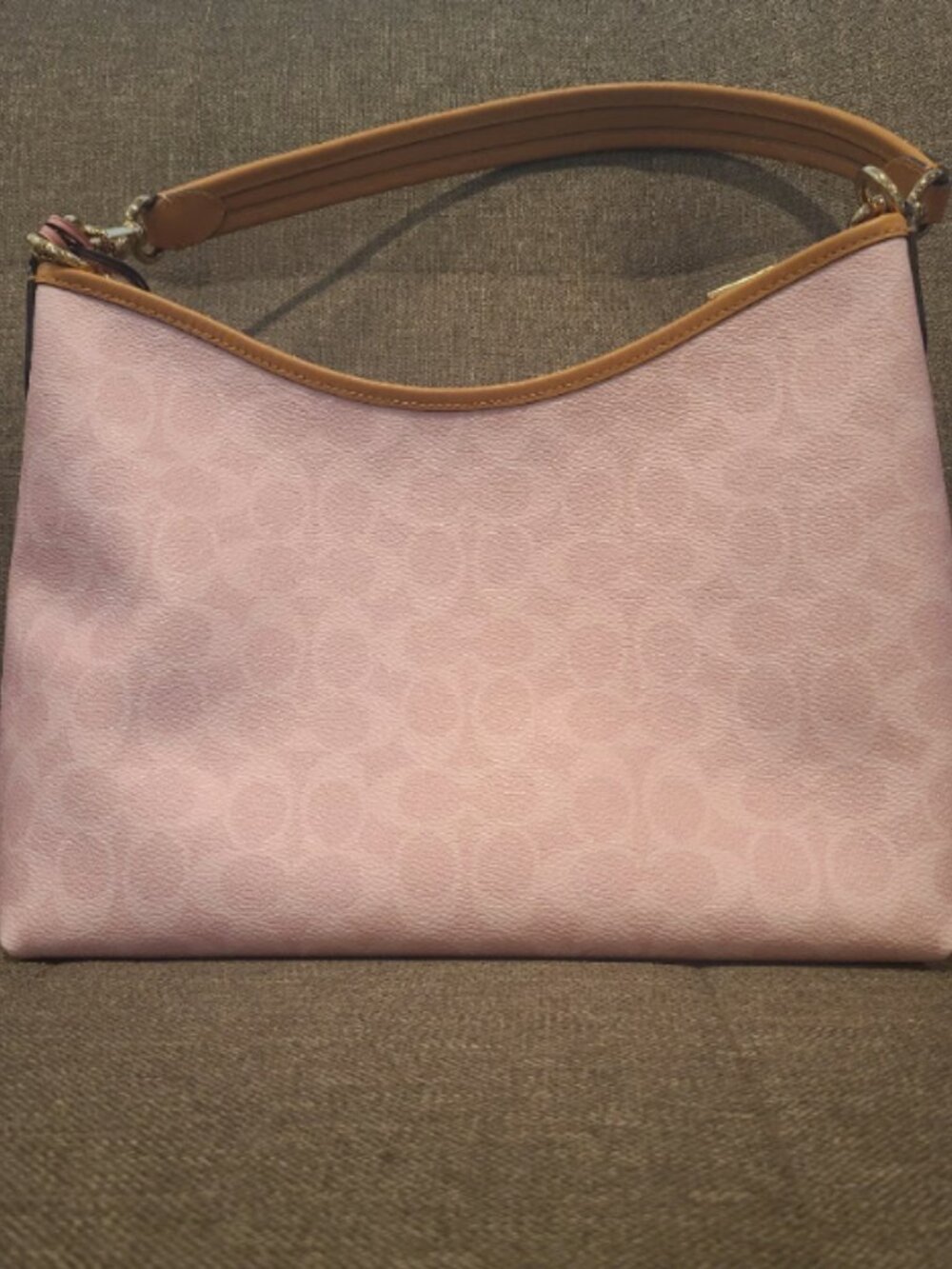 Coach CEL12 Pink Shoulder Bag Signature Canvas Handbag Floral Detail - Picture 2 of 8
